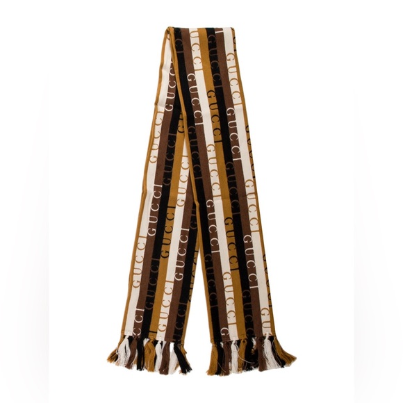 GUCCI Logo Stripe Wool 2021 Scarf w/ Tags - Picture 3 of 16